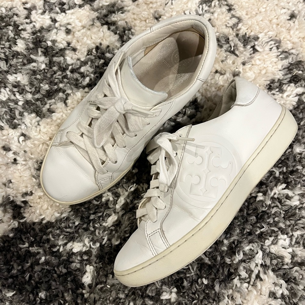 Tory Burch White Leather Sneakers